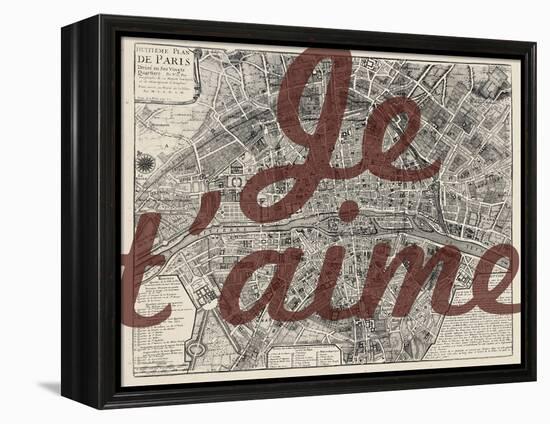 Je Taime - Paris, France, Vintage Map-null-Framed Premier Image Canvas