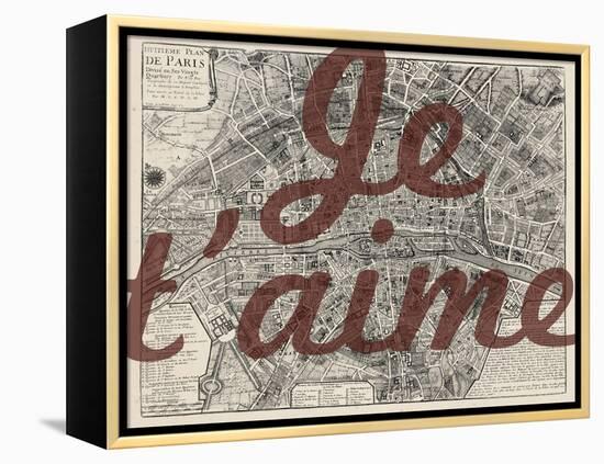 Je Taime - Paris, France, Vintage Map-null-Framed Premier Image Canvas