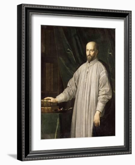 Jean-Ambroise Duvergier de Hauranne, abbé de Saint-Cyran (1581-1643) devant la Bible et les-Philippe De Champaigne-Framed Giclee Print