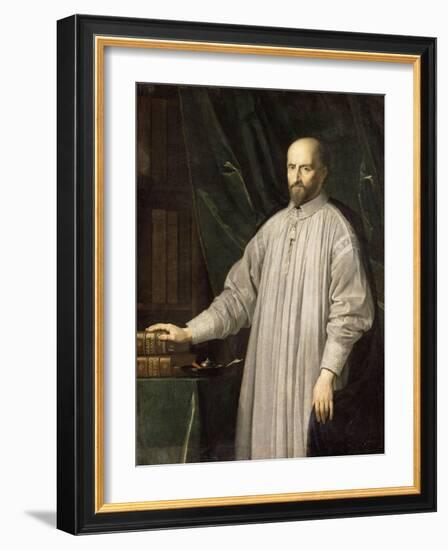 Jean-Ambroise Duvergier de Hauranne, abbé de Saint-Cyran (1581-1643) devant la Bible et les-Philippe De Champaigne-Framed Giclee Print