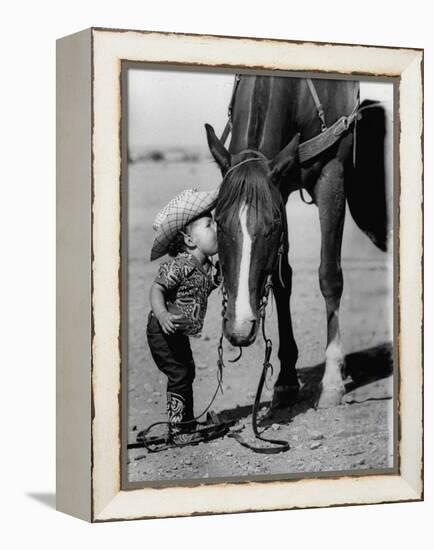 Jean Anne Evans, 14 Month Old Texas Girl Kissing Her Horse-Allan Grant-Framed Premier Image Canvas