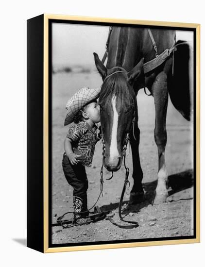 Jean Anne Evans, 14 Month Old Texas Girl Kissing Her Horse-Allan Grant-Framed Premier Image Canvas