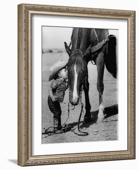 Jean Anne Evans, 14 Month Old Texas Girl Kissing Her Horse-Allan Grant-Framed Photographic Print