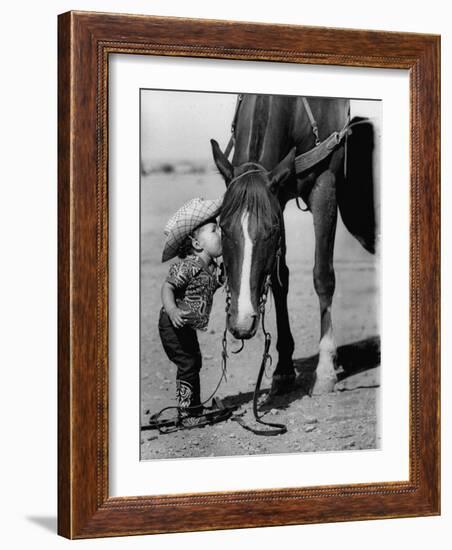 Jean Anne Evans, 14 Month Old Texas Girl Kissing Her Horse-Allan Grant-Framed Photographic Print