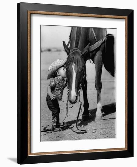 Jean Anne Evans, 14 Month Old Texas Girl Kissing Her Horse-Allan Grant-Framed Photographic Print