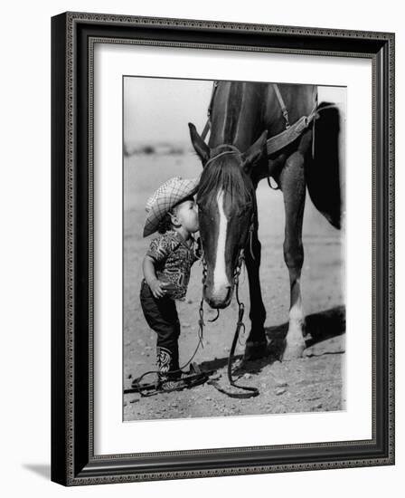 Jean Anne Evans, 14 Month Old Texas Girl Kissing Her Horse-Allan Grant-Framed Photographic Print