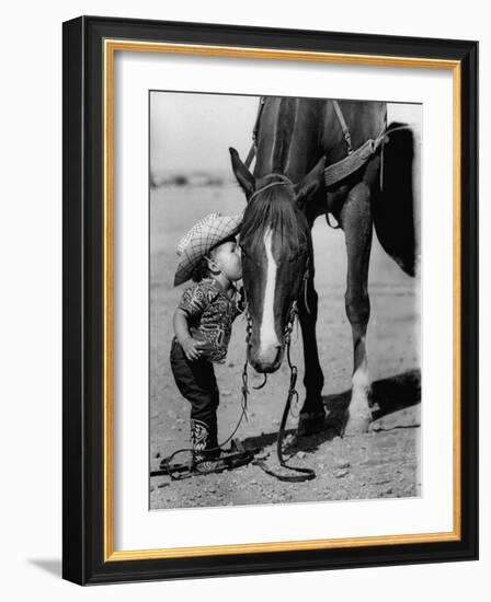 Jean Anne Evans, 14 Month Old Texas Girl Kissing Her Horse-Allan Grant-Framed Photographic Print