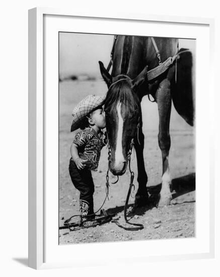 Jean Anne Evans, 14 Month Old Texas Girl Kissing Her Horse-Allan Grant-Framed Premium Photographic Print