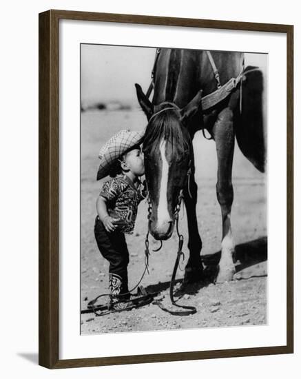 Jean Anne Evans, 14 Month Old Texas Girl Kissing Her Horse-Allan Grant-Framed Premium Photographic Print