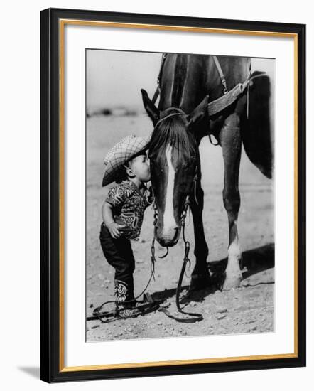 Jean Anne Evans, 14 Month Old Texas Girl Kissing Her Horse-Allan Grant-Framed Premium Photographic Print