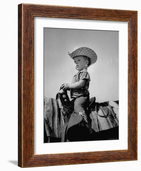 Jean Anne Evans, 14 Month Old Texas Girl Riding Horseback-Allan Grant-Framed Photographic Print