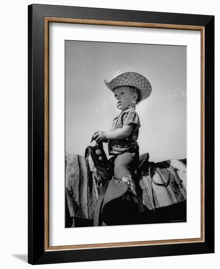 Jean Anne Evans, 14 Month Old Texas Girl Riding Horseback-Allan Grant-Framed Photographic Print