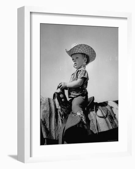 Jean Anne Evans, 14 Month Old Texas Girl Riding Horseback-Allan Grant-Framed Photographic Print