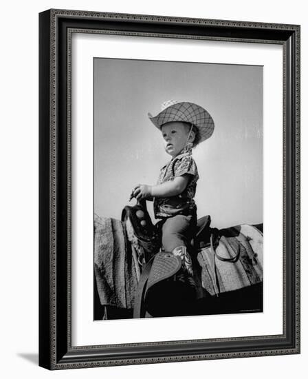 Jean Anne Evans, 14 Month Old Texas Girl Riding Horseback-Allan Grant-Framed Photographic Print