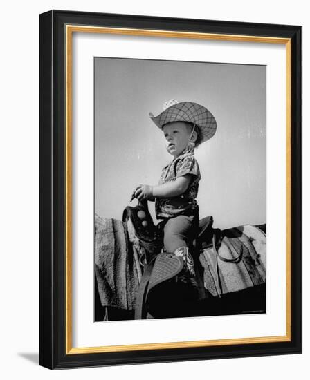 Jean Anne Evans, 14 Month Old Texas Girl Riding Horseback-Allan Grant-Framed Photographic Print