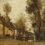 View of the Town and Cathedral of Mantes Through the Trees, Evening-Jean-Baptiste-Camille Corot-Giclee Print