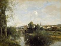 Seine and Old Bridge at Limay, 1872-Jean-Baptiste-Camille Corot-Giclee Print