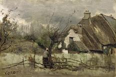 A Peasant Woman Grazing a Cow at the Edge of a Forest-Jean-Baptiste-Camille Corot-Giclee Print