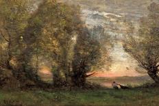 Tree and Woman, Souvenir of Mortefontaine, France-Jean-Baptiste-Camille Corot-Giclee Print