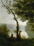 A Peasant Woman Grazing a Cow at the Edge of a Forest-Jean-Baptiste-Camille Corot-Giclee Print