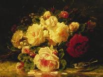 Pink and Yellow Roses-Jean Baptiste Claude Robie-Giclee Print