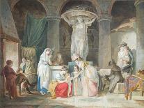 Genevieve of Brabant Baptising Her Son in Prison-Jean Baptiste Mallet-Laminated Giclee Print