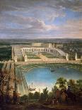 Town and palace of Versailles,1688. In the foreground King Louis XIV surrounded by courtiers-Jean-Baptiste Martin-Giclee Print