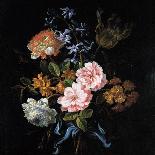 Bouquet of Chamomile, Roses, Orange Blossom and Carnations Tied with a Blue Ribbon-Jean-Baptiste Monnoyer-Giclee Print