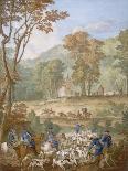 Plaque représentant les chasses de Louis XVI-Jean Baptiste Oudry-Framed Premier Image Canvas
