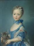 Portrait De La Jeune Fille Au Chat”” Painting Au Pastel by Jean-Baptiste Perroneau (Jean Baptiste P-Jean-Baptiste Perronneau-Framed Giclee Print