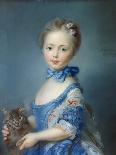 A Girl with a Kitten-Jean-Baptiste Perronneau-Framed Art Print