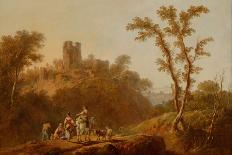 Wooded Hilly Landscape with Peasants-Jean Baptiste Pillement-Giclee Print