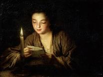 Girl with a Candle, Late 17th or Early 18th Century-Jean-Baptiste Santerre-Framed Giclee Print