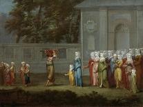 Procession of the Grand Vizier on the Hippodrome Square with the Sultan Ahmed Mosque, 1737-Jean-Baptiste Vanmour-Framed Giclee Print