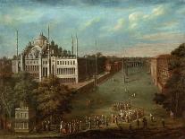 Procession of the Grand Vizier on the Hippodrome Square with the Sultan Ahmed Mosque, 1737-Jean-Baptiste Vanmour-Framed Giclee Print