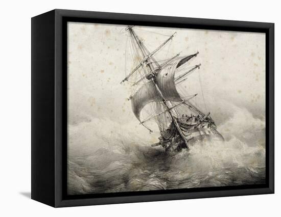 Jean Bart, 74-Gun French Ship in Storm, Lithograph by Ferdinand Perret, 19th Century-null-Framed Premier Image Canvas