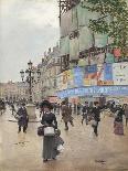 Exit of the Workers from the Paquin House Rue De La Paix (Place Vendome with the Column). Painting-Jean Beraud-Giclee Print