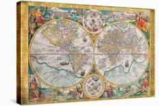 Antique Map, Orbis Terrarum, 1636-Jean Boisseau-Mounted Premium Giclee Print
