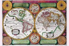 Stereographic World Map of the Eastern and Western Hemispheres-Jean Boisseau-Mounted Art Print