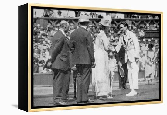 Jean Borotra Receives His Medal from Queen Mary on Centre Court, 1926-null-Framed Premier Image Canvas