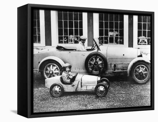 Jean Bugatti and Roland Bugatti Sons of Ettore Bugatti in Cars Made by their Father, C. 1928-null-Framed Stretched Canvas