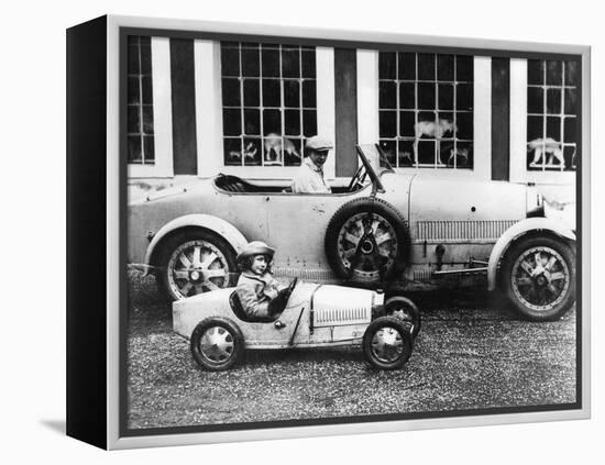 Jean Bugatti and Roland Bugatti Sons of Ettore Bugatti in Cars Made by their Father, C. 1928-null-Framed Stretched Canvas