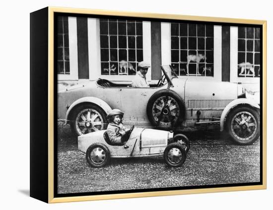 Jean Bugatti and Roland Bugatti Sons of Ettore Bugatti in Cars Made by their Father, C. 1928-null-Framed Stretched Canvas