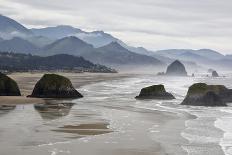 USA Oregon, Cannon Beach. Fog Rises over Coastline at Low Tide-Jean Carter-Mounted Photographic Print