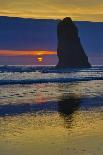 USA, Oregon, Cannon Beach. Haystack Rock at Low Tide-Jean Carter-Photographic Print
