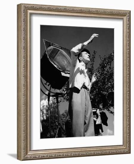 Jean Cocteau on the set of 'La Belle et La Bete', 1946 (b/w photo)-French Photographer-Framed Photo