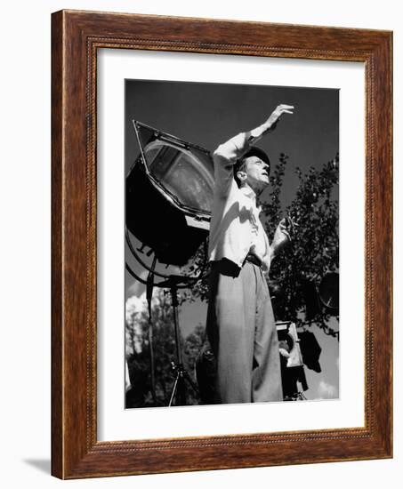 Jean Cocteau on the set of 'La Belle et La Bete', 1946 (b/w photo)-French Photographer-Framed Photo