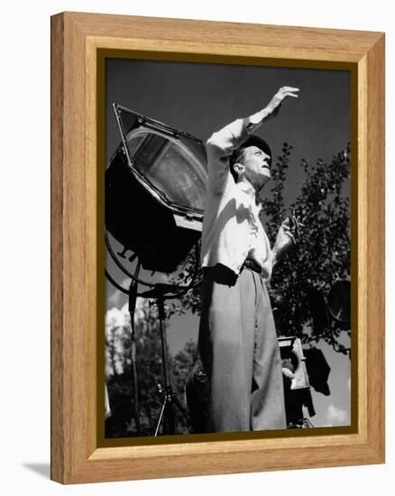 Jean Cocteau on the set of 'La Belle et La Bete', 1946 (b/w photo)-French Photographer-Framed Stretched Canvas