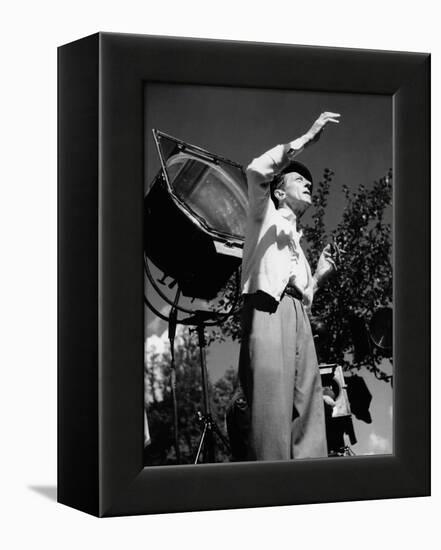 Jean Cocteau on the set of 'La Belle et La Bete', 1946 (b/w photo)-French Photographer-Framed Stretched Canvas