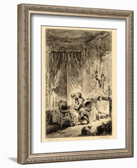 Jean De La Fontaine (1621 - 1695). “” Tales. L'oraison De Saint Julien”, Illustration by Fragonard-Jean-Honore Fragonard-Framed Giclee Print